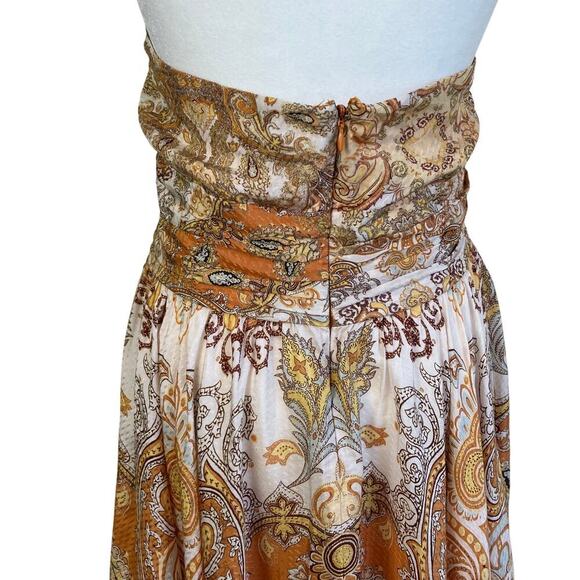 H&M Boho Paisley Print Handkerchief Hem Halter Dress Vacation Festivalwear Fairy - Picture 10 of 16
